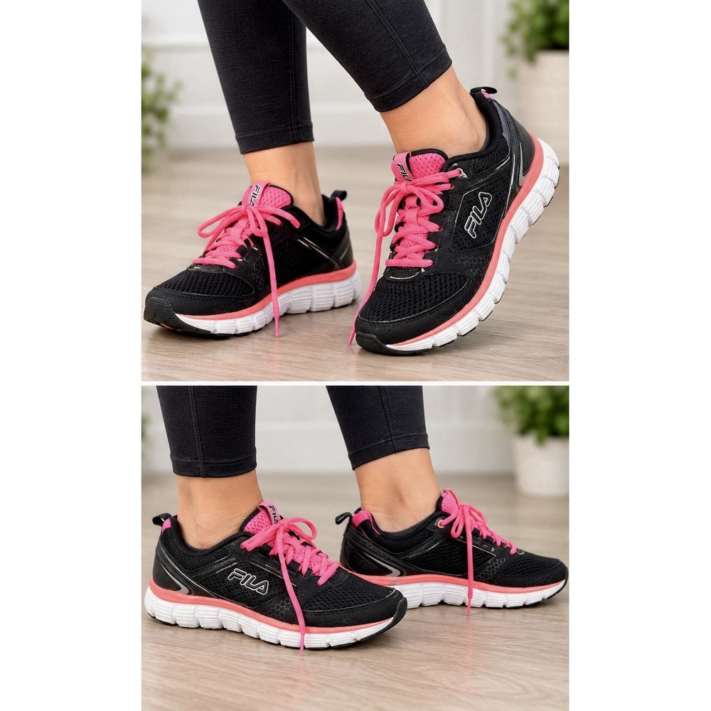 FILA Women’s Size 6 Black Pink Running Shoes Sneakers 5SR20543-973